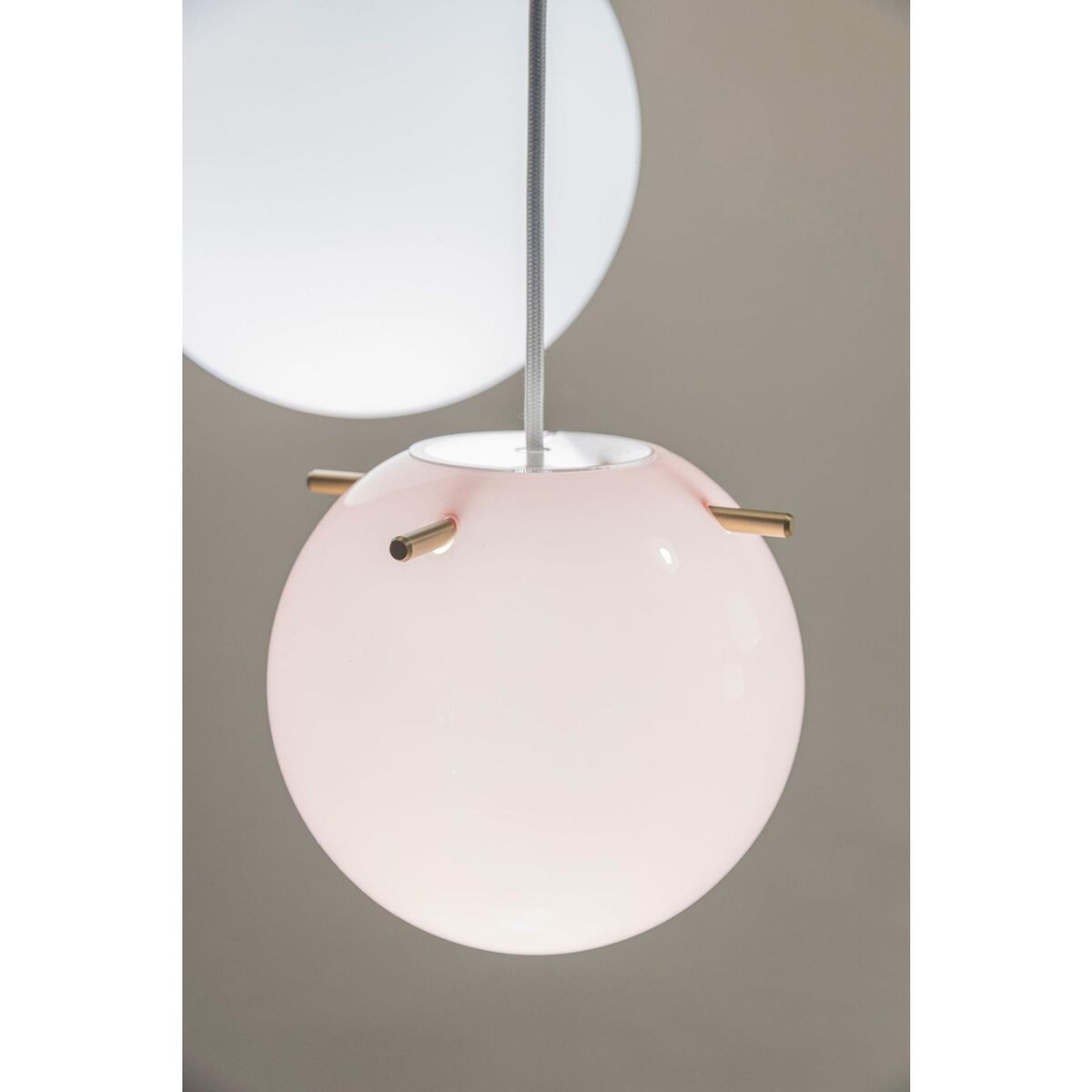 Lampadario Koi Ø19 Rosa Opale/ Ottone in Ottone