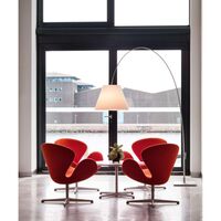 Lady Costanza Floor Lamp Alu Pipe, White Shade w. Dimmer