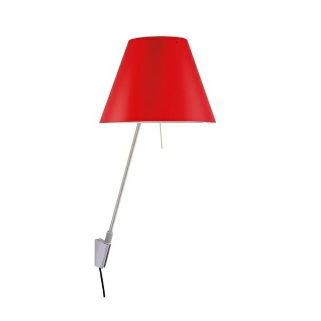 Costanza Vegglampe Dimbar Aluminium M. Rød Skjerm