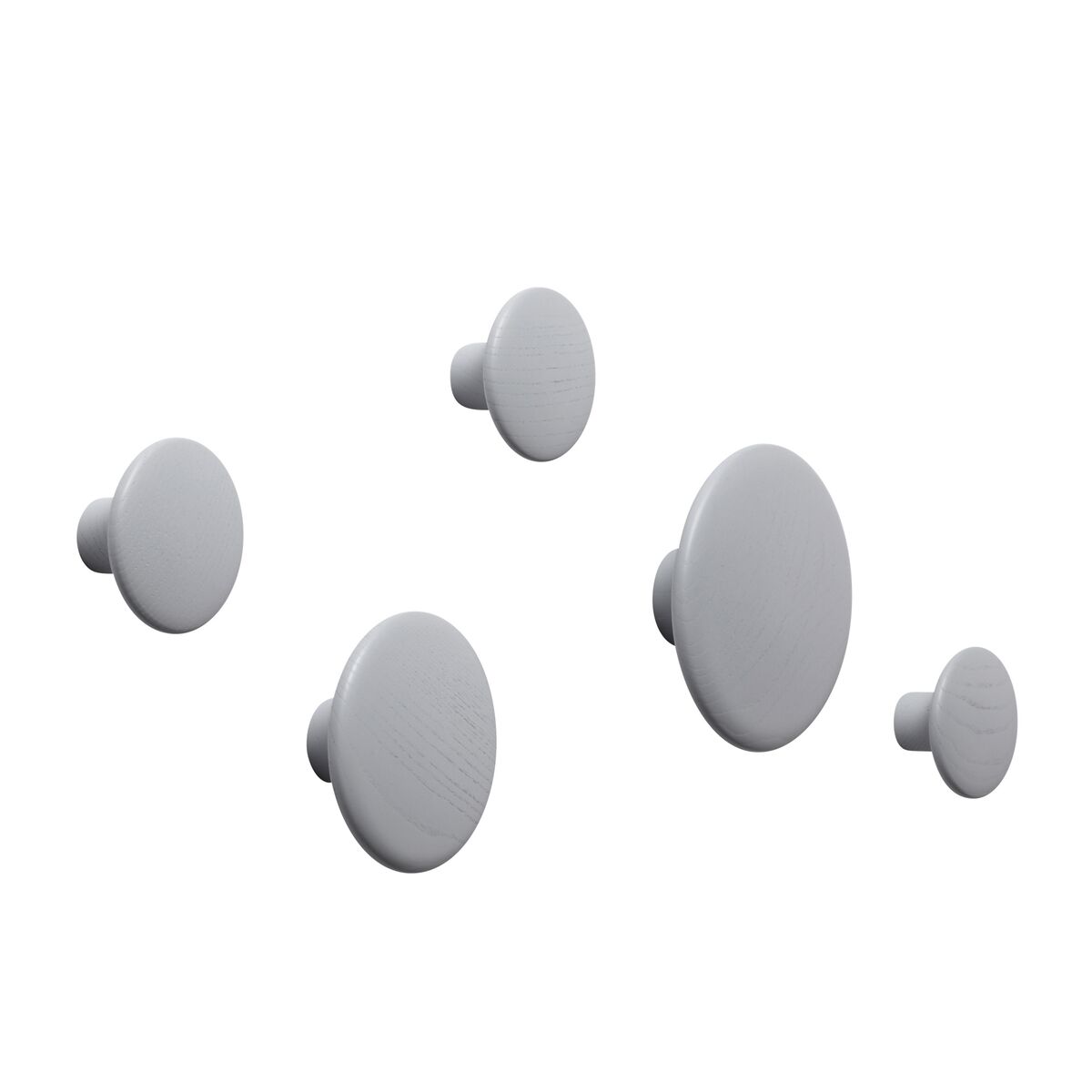 Dots Haken Holz/ 5er Set Grau
