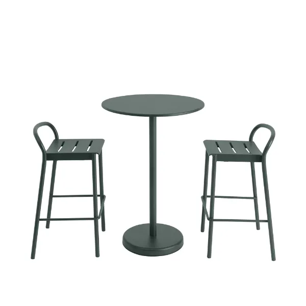 Linear Steel Bar Stool 65 cm Dark Green