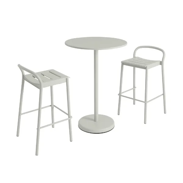 Linear Steel Bar Stool 65 cm Gray