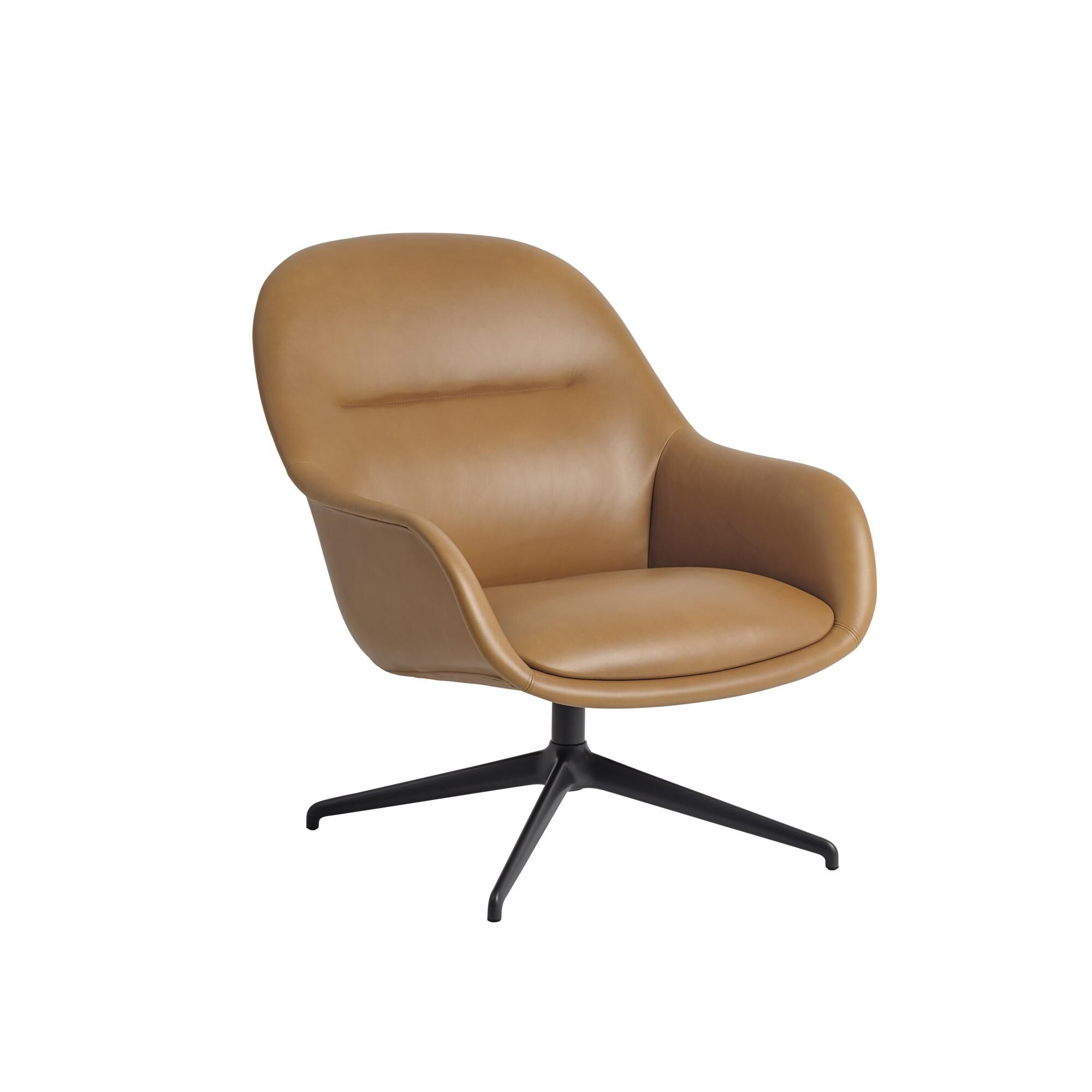 Fiber Lnestol Med Swivel Cognac Lder/Antracit
