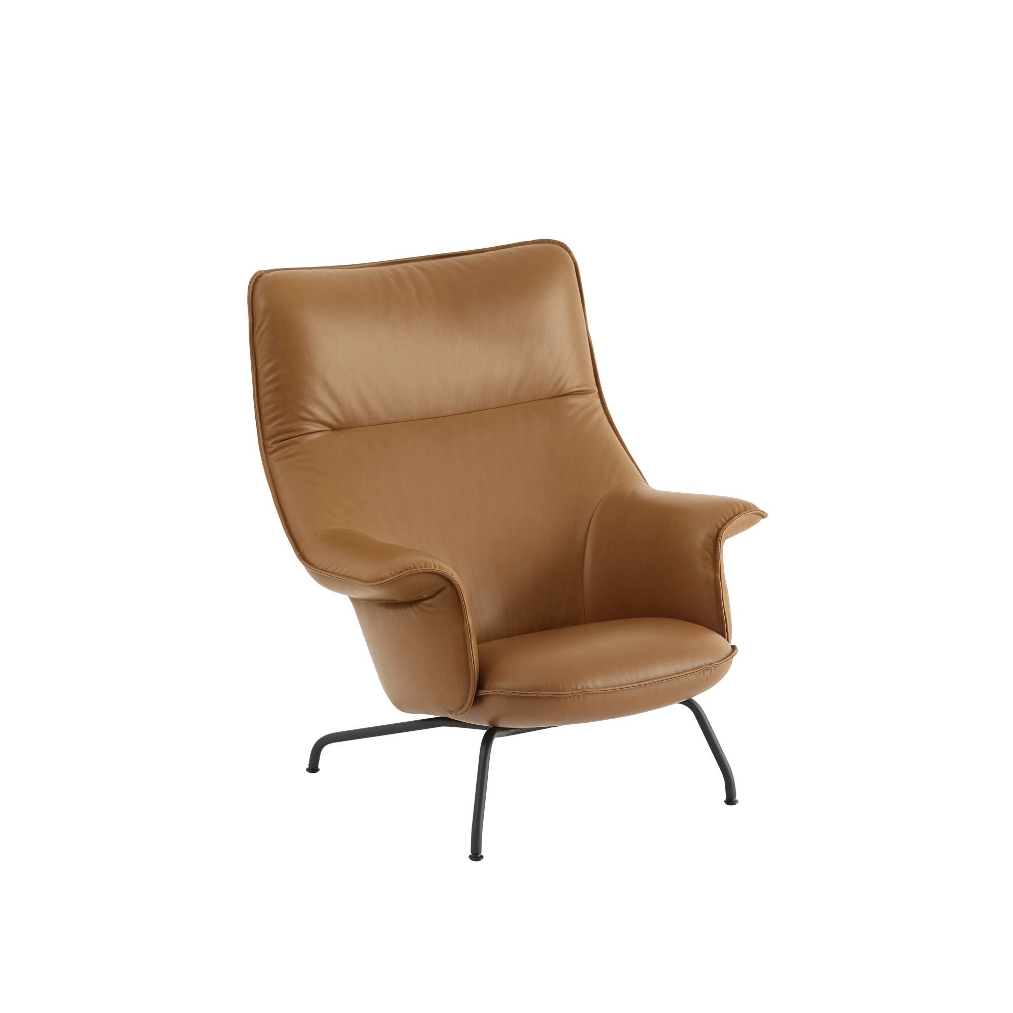 Doze Lnestol Lder Polstret Cognac/Anthracite Sort
