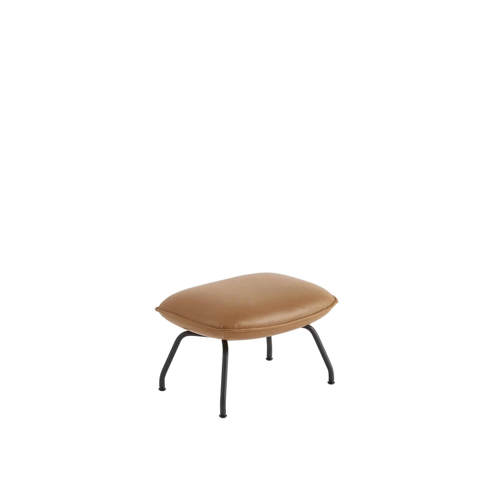 Doze Ottoman Lder Polstret Cognac/Anthracite Sort