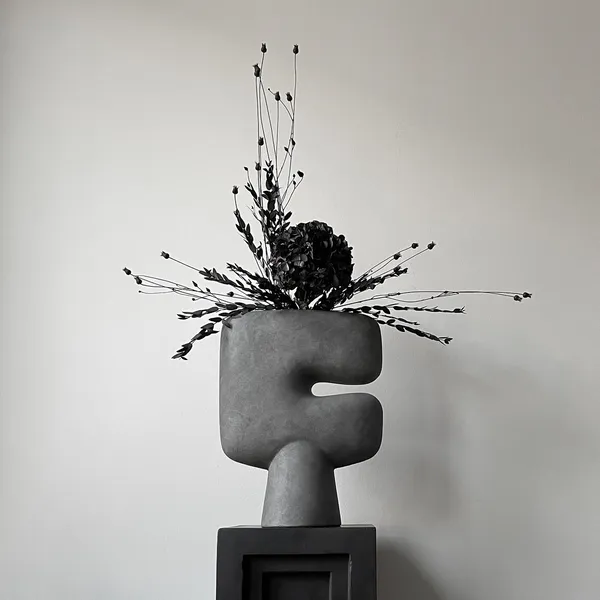 Tribal Vase Large Dark Grey