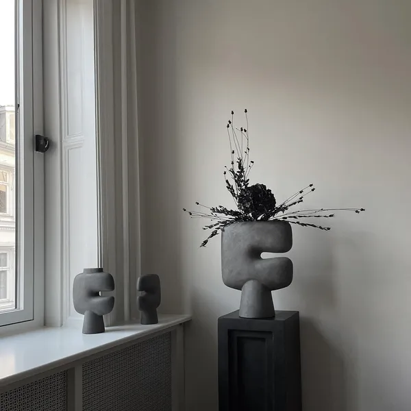 Tribal Vase Large Dark Grey