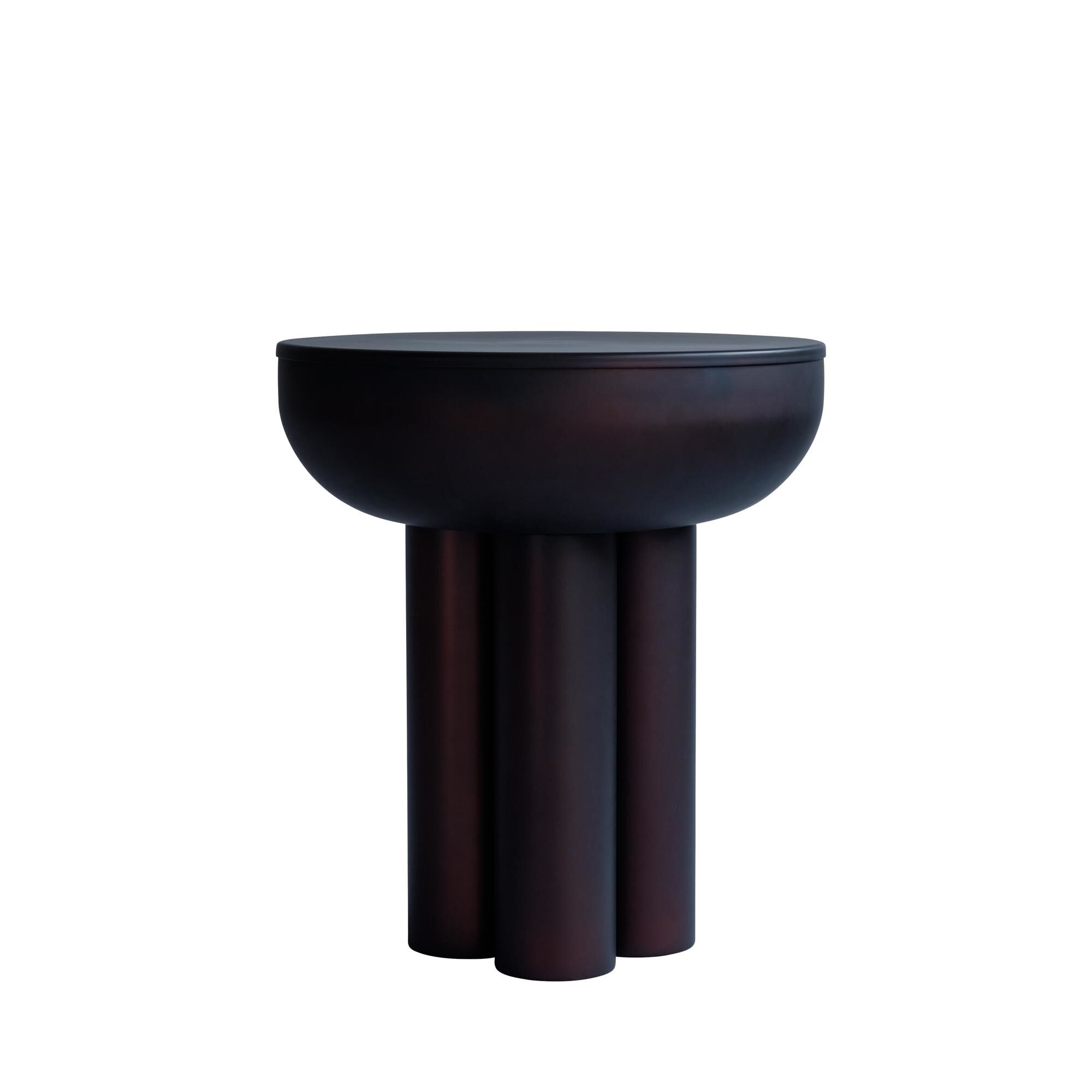 Crown Table Basse Haute Noir Brûlé