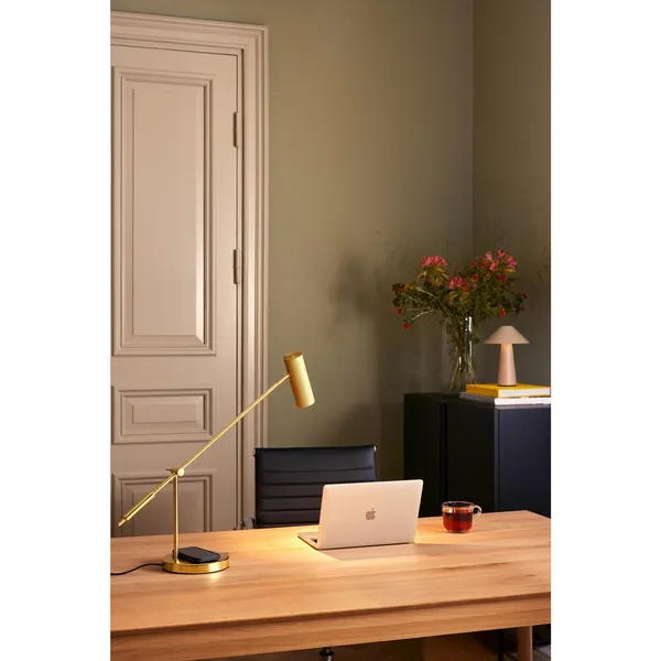 Hubble Read Table Lamp with Wireless Charging Brushed Brass