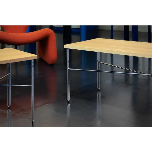 Inline Sofabord 80x80 Rustfri Stål/Egetræ