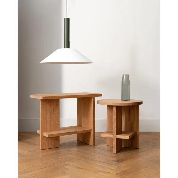 Tee Side Table Round Oak