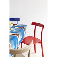 Smal Trämatstol Röd/Ask