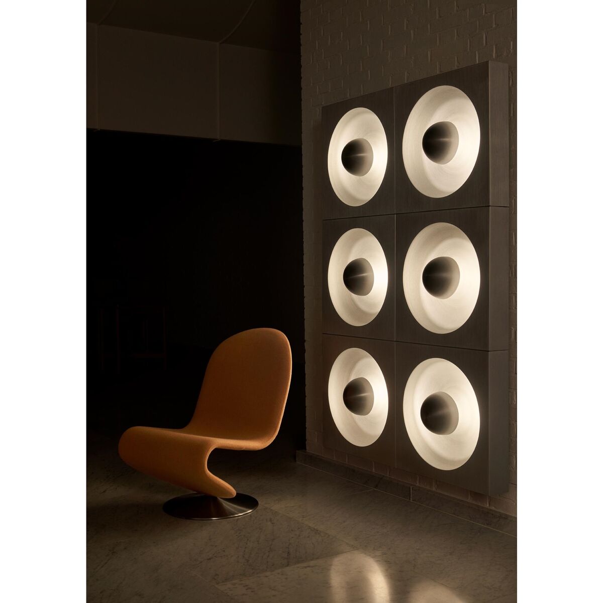 Verner Panton Spiegel Vegglampe/ Taklampe Børstet Aluminium