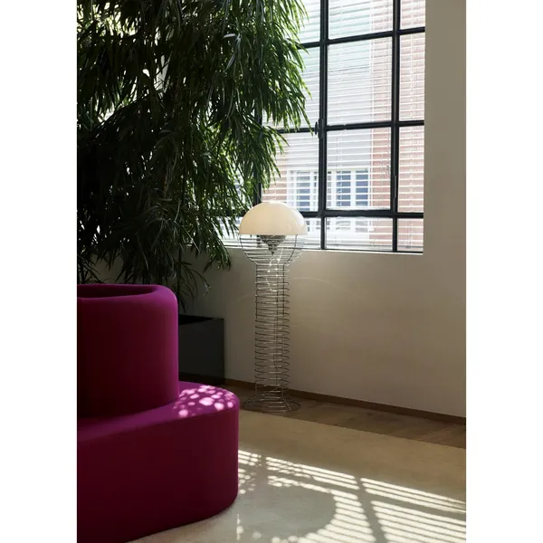 Wire Floor Lamp Chrome/ Orange