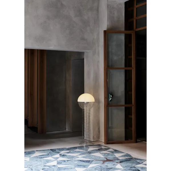 Wire Floor Lamp Chrome/ Orange