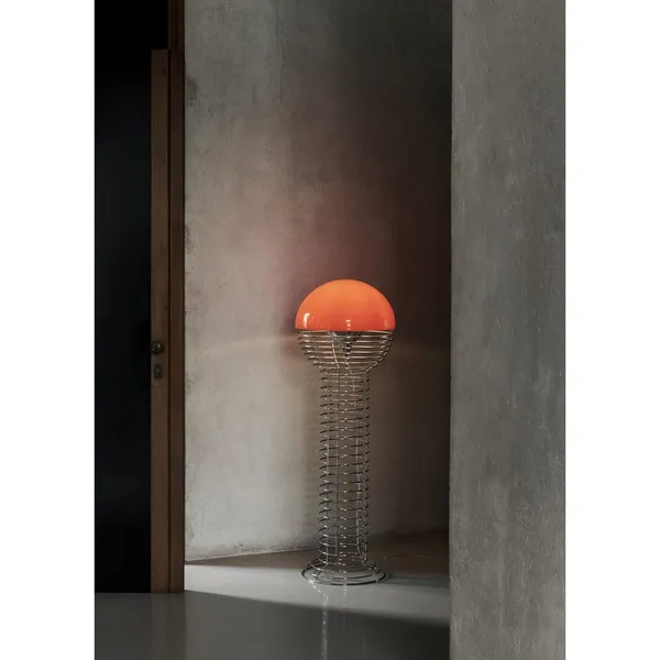 Wire Floor Lamp Chrome/ Orange