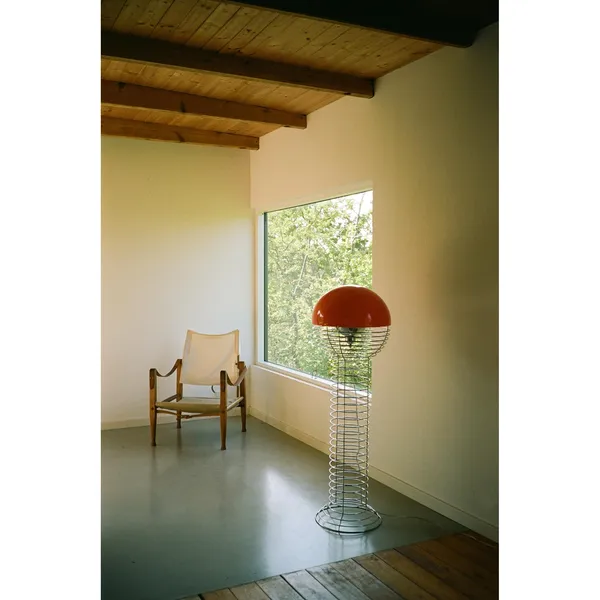 Wire Floor Lamp Chrome/ Orange