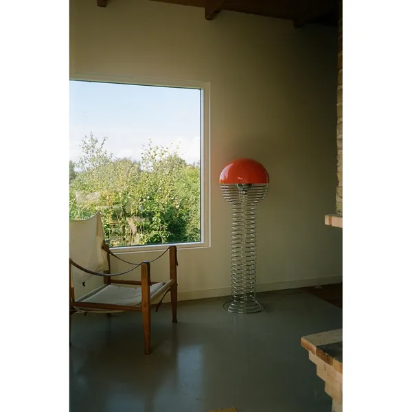 Wire Floor Lamp Chrome/ Orange