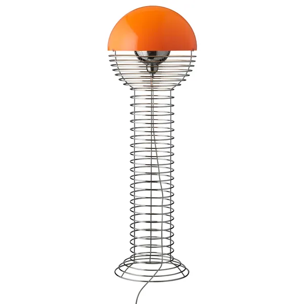 Wire Floor Lamp Chrome/ Orange