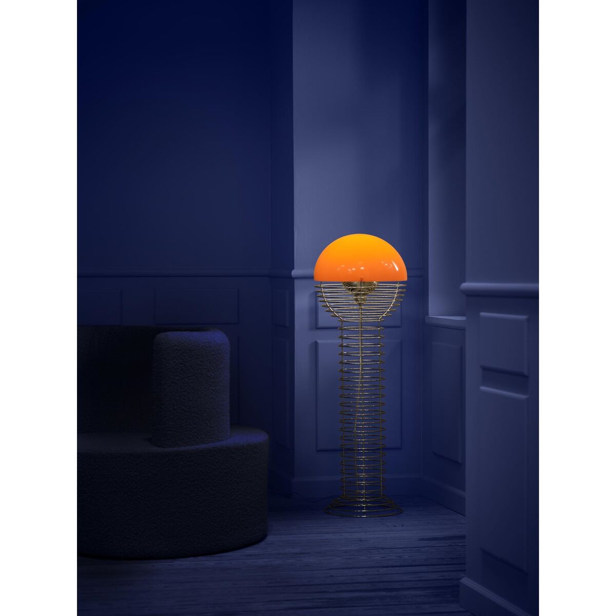 Draad Vloerlamp Chroom/ Oranje