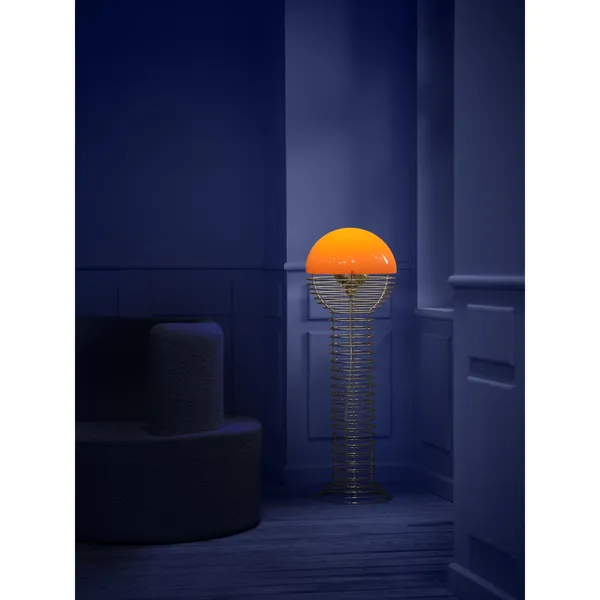 Wire Floor Lamp Chrome/ Orange