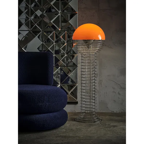 Wire Floor Lamp Chrome/ Orange