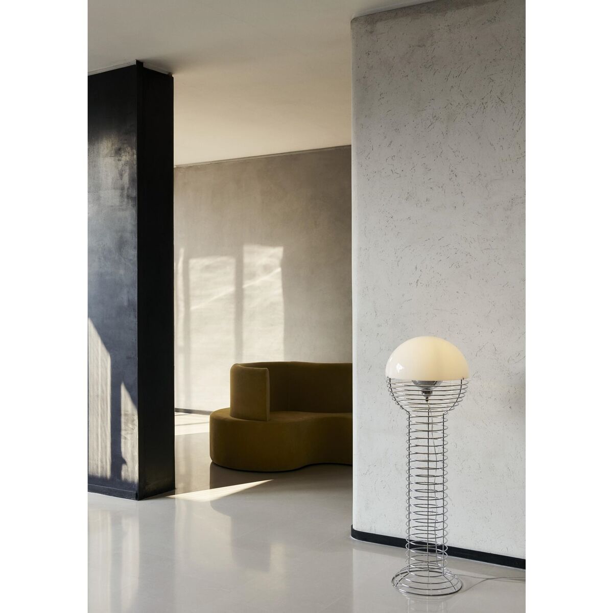 Draad Vloerlamp Chroom/ Oranje