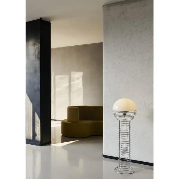 Wire Floor Lamp Chrome/ Orange