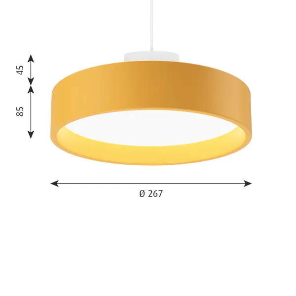 LP Circle Pendel Opal Diffuser Ø26 3000K & Dali/Switch-Dim Gul