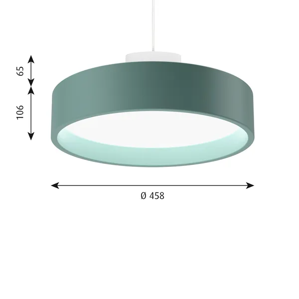 LP Circle Pendant Opal Diffuser Ø45 3000K & Dali/ Switch-Dim Pale Petroleum
