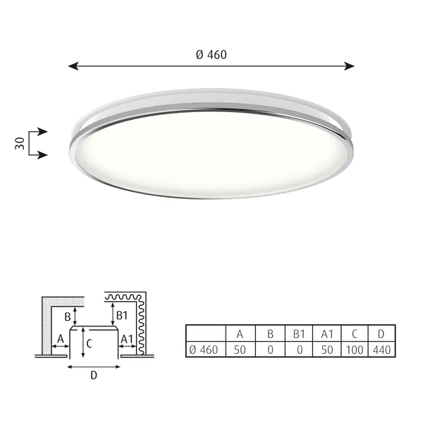 AJ Munkegaard Ceiling Light Ø46 3000K & Dali/ Switch-Dim High Luster Chrome