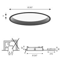 LP Circle Ceiling Light Recessed Ø26 3000K & Dali/ Switch-Dim Black