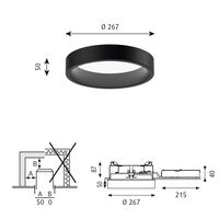 LP Circle Loftlampe Halvforsænket Ø26 3000K & Dali/Switch-Dim Sort
