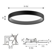 LP Circle Loftlampe Halvforsænket Ø45 3000K & Dali/Switch-Dim Sort