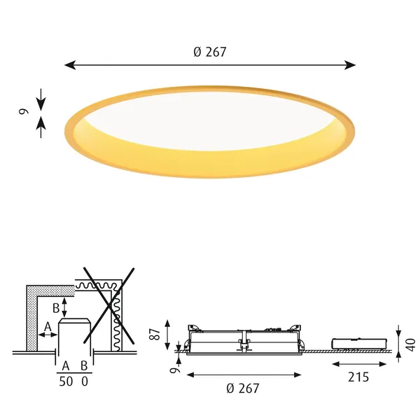 LP Circle Deckenleuchte Einbau Ø26 3000K & Dali/ Schalter-Dim Gelb