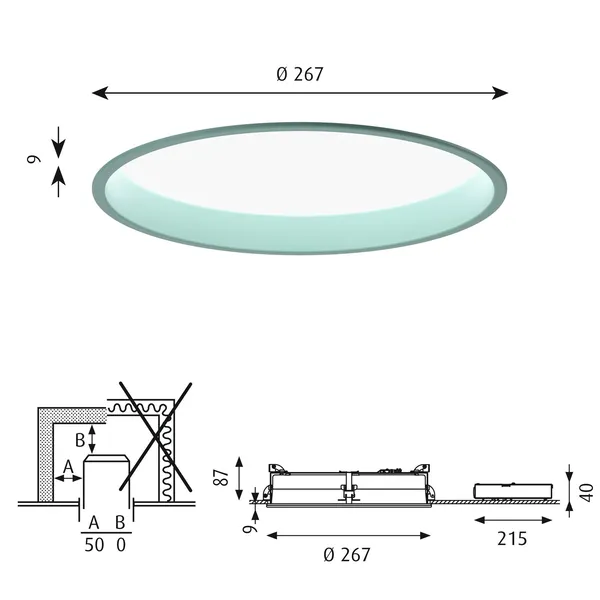 LP Circle Ceiling Light Recessed Ø26 3000K & Dali/ Switch-Dim Pale Petroleum