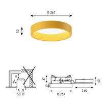 LP Circle Ceiling Light Semi-Recessed Ø26 3000K & Dali/ Switch-Dim Yellow