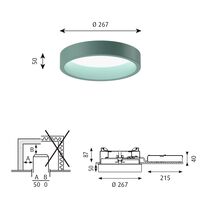 LP Circle Ceiling Light Semi-Recessed Ø26 3000K & Dali/ Switch-Dim Pale Petroleum