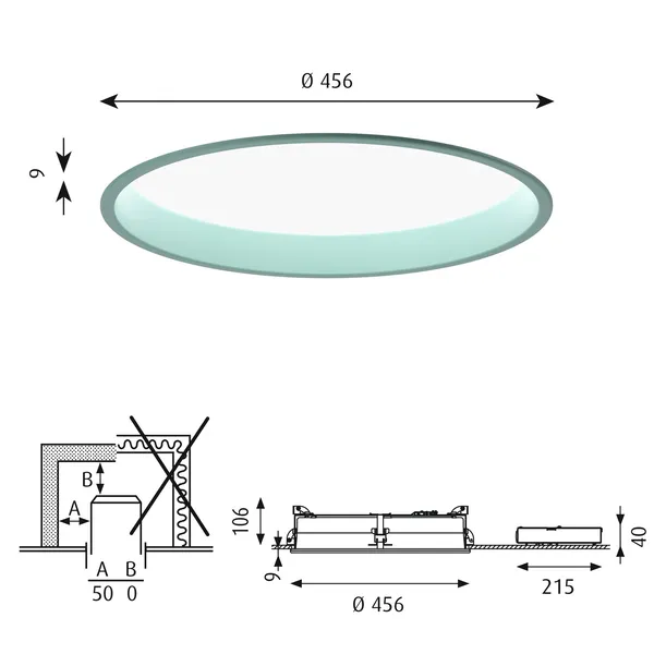 LP Circle Deckenleuchte Einbau Ø45 3000K & Dali/ Schalter-Dim Pale Petroleum