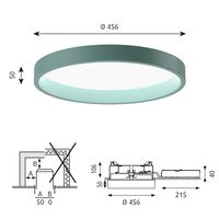 LP Circle Ceiling Light Semi-Recessed Ø45 3000K & Dali/ Switch-Dim Pale Petroleum