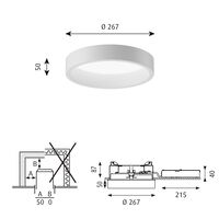 LP Circle Taklampe Innfelt Ø26 3000K & Dali/ Switch- Hvit
