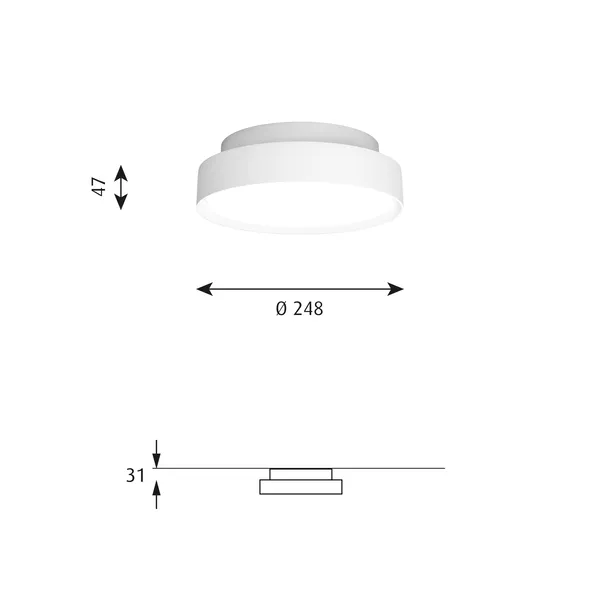 LP Slim Round Ceiling Light Ø25 3000K & Dali White