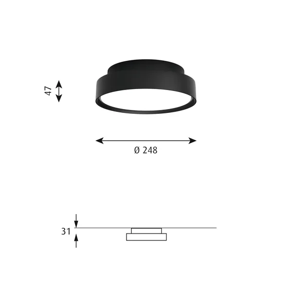 LP Slim Round Loftlampe Ø25 3000K & Dali Sort