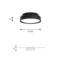 LP Slim Round Loftlampe Ø25 3000K & Dali Sort