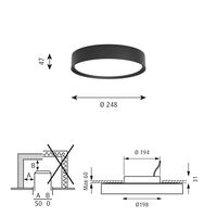 LP Slim Loftlampe Halvforsænket Ø25 3000K & Dali Sort