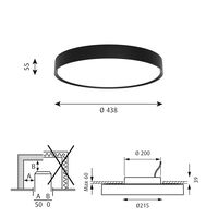 LP Slim Loftlampe Halvforsænket Ø44 3000K & Dali Sort