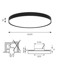 LP Slim Loftlampe Halvforsænket Ø68 3000K & Dali Sort