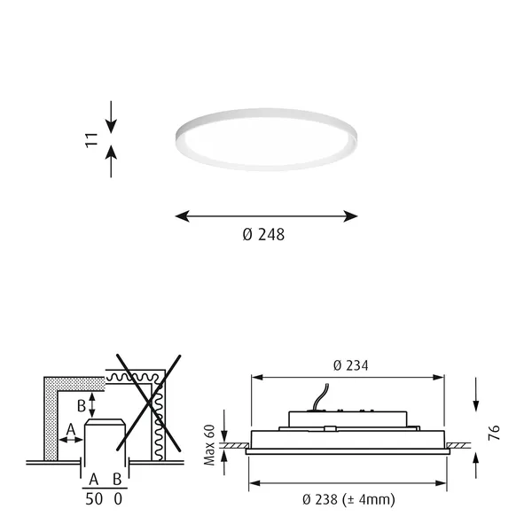 LP Slim Deckenleuchte Einbau Ø25 3000K & Dali Weiß