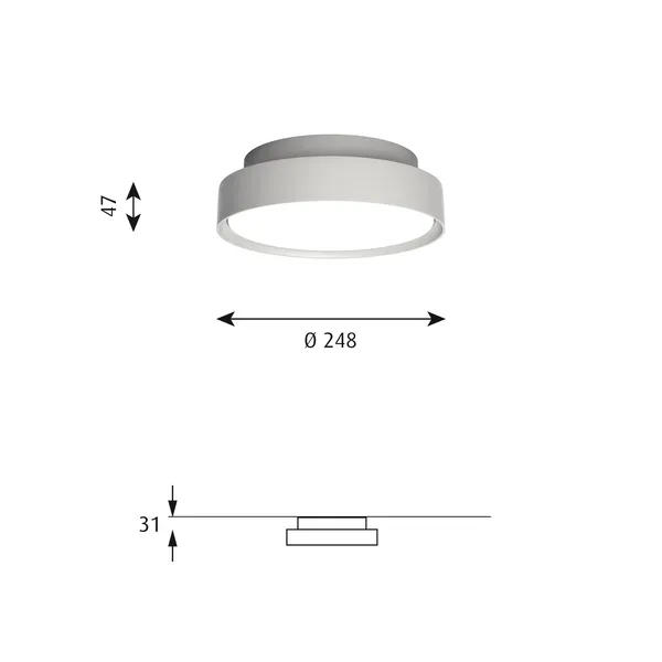 LP Slim Round Deckenleuchte Ø25 3000K & Dali Dark Aluminium