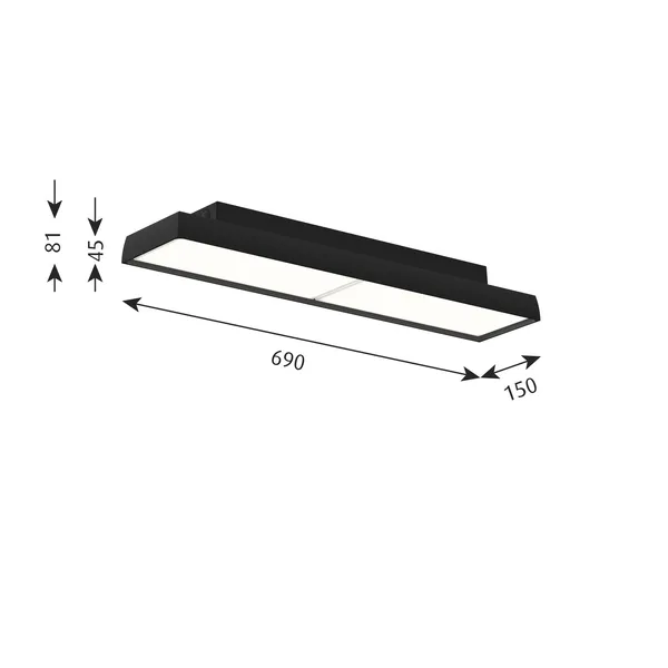 LP Slim Wall/ Ceiling Light 3000K & Dali Black